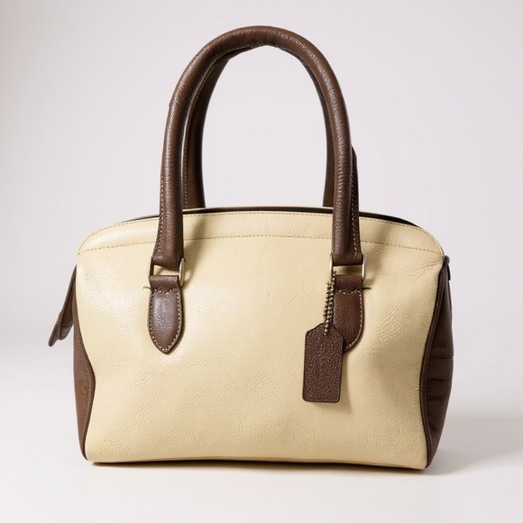 Coach Handbags - Coach Leather Satchel Handbag Beige Brown Dual Tone Authentic A6E 4410 Women